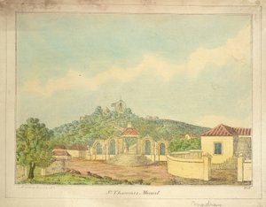 マドラスの聖トーマス山、1830年頃（色付きの彫刻）