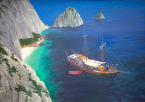 ギリシャのスクーナー (船上油) 作： William Ireland