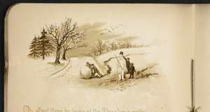 子供と雪だるま。 ホリデー・トレイン: 「Dulce Domum」の曲 ... イラスト W. J. Webb.  フレデリック・ラングブリッジ  ロンドン、1891