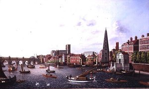 ヨーク・ステップスからウェストミンスター寺院方面のテムズ川を望む 作： William James