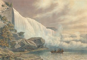 1840年に出版された「アメリカ側から見たナイアガラの滝」。 作： William James Bennett