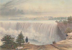 テーブルロックから見たナイアガラの滝、1840年発行。 作： William James Bennett