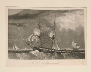 スコールに襲われたアメリカブリッグポーパス 作： William James Bennett