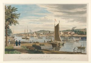 トロイ。 ハドソン川の西岸、アメリカ合衆国工廠の前から撮影。 作： William James Bennett