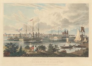 ミシガン州デトロイト市: フェリー近くのカナダ海岸から撮影 作： William James Bennett after Frederick K. Grain