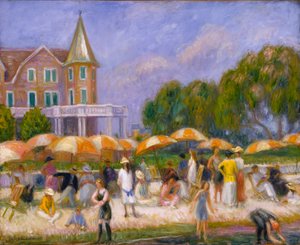 ブルーポイントのビーチアンブレラ、1915年頃 作： William James Glackens