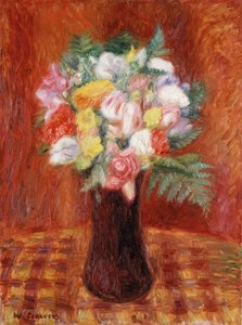 紫の花瓶の花束 作： William James Glackens