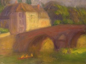 橋（キャンバスに油彩） 作： William James Glackens