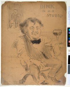 彼のスタジオでのディンク、1895年頃（ブリストルボードに黒鉛と木炭） 作： William James Glackens
