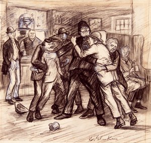 離れ離れにするのに4人かかった 作： William James Glackens