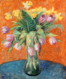 ラベンダーのチューリップと水仙 作： William James Glackens