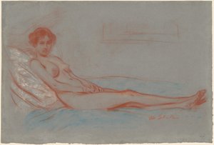 リクライニング女性ヌード 作： William James Glackens