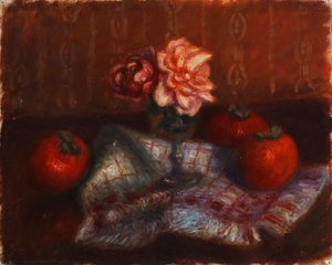 バラと柿 作： William James Glackens