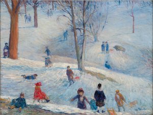 そり滑り、セントラルパーク、1912 作： William James Glackens