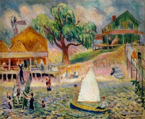 グリーンビーチコテージ、ベルポート、ロングアイランド、c.1911-1916（キャンバスに油彩） 作： William James Glackens