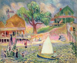 The Green Beach Cottage, Belport, Long Island (oil) 作： William James Glackens