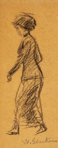 左に歩く女性 作： William James Glackens