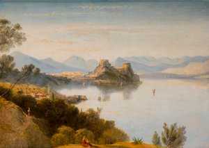 距離のコルフとアルバニア山脈 作： William James Linton