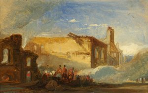 ブリストル暴動：プリンスストリートの倉庫の廃墟、騎馬部隊、1831年頃（紙に油彩） 作： William James Muller