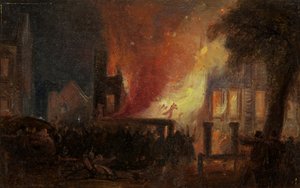 ブリストル暴動：クイーンスクエアの燃焼：カスタムハウス 作： William James Muller