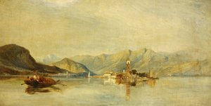 マッジョーレ湖とベラ湖（キャンバスに油彩） 作： William James Muller