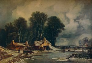 古いコテージのある風景：1833年冬 作： William James Muller