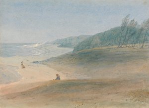 Maurício - uma criança observando sua mãe caminhando perto do mar, presumivelmente a Sra. Chamberlayne e um de seus filhos 作： William John Chamberlayne