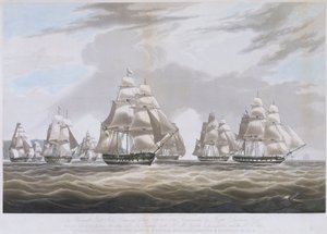 1830年7月、セントヘレナを出港する東インド会社の船「イングリス号 作： William John Huggins