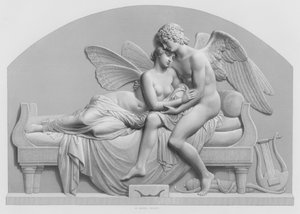 キューピッドとプシュケ、J・ギブソンの彫像より、RA、女王のコレクション（エングレーヴィング 作： William John Roffe