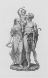 P・マック・ダウエル（RA）の大理石の群像からW・ロフが彫刻した「愛の勝利」。 作： William John Roffe