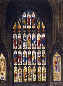 ウェストミンスター寺院」のプレートC、J.R.ハンブル（fl.1775-1825）が彫刻し、ルドルフ・アッカーマン（1764-1834）が1812年に出版した「西の窓」（アクアチント 作： William Johnstone (after) White