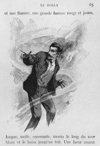 ナレーター、ガイ・ド・モーパッサン（1850-93）による「ル・ホーラ」のイラスト、ジョルジュ・ルモワン、パリ版、アルビン・ミシェル、1910年頃（木製彫刻）
