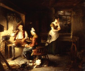 母は火の前でうとうとしていた...」。(油彩・キャンバス) 作： William Kidd