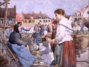 ブルターニュの市場 作： William Lee Hankey