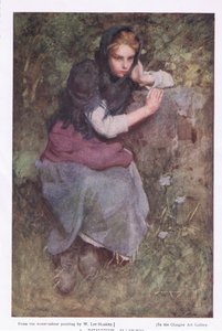 1916年に出版された「Bibby Annual」からの物思いにふけるメイド（カラーリソ） 作： William Lee Hankey