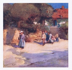 学校から解き放たれたばかりの遊び好きな子供たち (色リソ) 作： William Lee Hankey