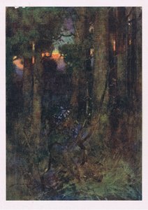 Ne mattametsät, joissa linnut unohtivat laulaa, mutta hiljaiset lepakot uneliaisissa rypäissä takertuvat (väri litho)