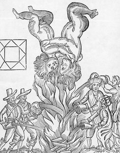 1651年に公開された「イギリスの君主制または君主制なし」からのロンドンの大火事を予測する占星術象形文字のファクシミリ 作： William Lilly
