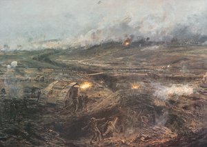 1917年11月20日の夜明け」-フランスのカンブレーでイギリスの戦車が行動を開始する
