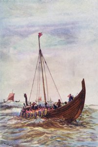アルフレッド王時代の軍艦（カラーリトグラフ