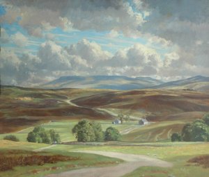 Newbiggin Moor and Wild Boar Fell (キャンバスに油彩) 作： William Lionel Waddington