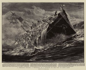 危険な航海、香港へ向かう途中の台風での軍隊 作： William Lionel Wyllie