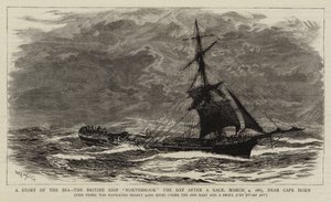 1885年3月4日、強風の翌日、海の物語、イギリス船ノースブルック、ホーン岬近く 作： William Lionel Wyllie