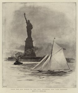 旧世界から新世界へ、ニューヨーク港に入る 作： William Lionel Wyllie
