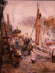 ガブリエルズ・ワーフ（水彩・紙 作： William Lionel Wyllie