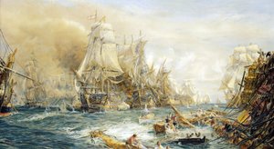 トラファルガーの海戦」10月21日午後14時30分 作： William Lionel Wyllie