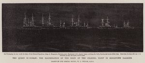 ダブリンの女王、キングスタウン港の海峡艦隊の船の照明 作： ウィリアムライオネルワイリー