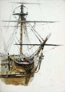 1744年に消息を絶ったヴィクトリー号。ウィリアム・ライオネル・ウィリー（1851-1931）による1900年頃の水彩画。 作： William Lionel Wyllie