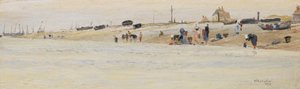 ビーチでの洗濯婦、1873 作： William Lionel Wyllie