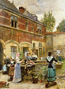 Alms Houses、アントワープ、1880 作： William Logsdail